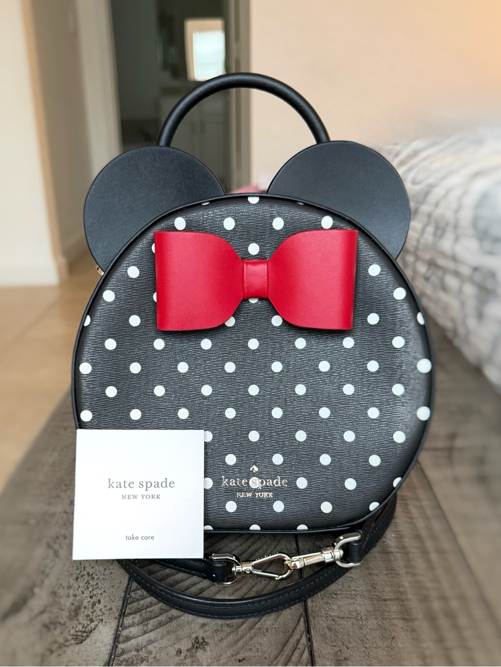 Disney Kate Spade Minnie Mouse Polka Dot Bow Crossbody Handbag Purse